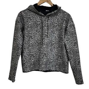 Ultracor Women’s Cropped Cheetah Animal Print Activewear Hoodie XS Black/White